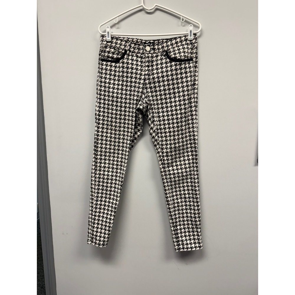 Allen B. by Allen Schwartz Womens Houndstooth Slim Leg Pants Black White Size 6